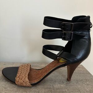 Sam Edelman Black and Tan Women's Leather Heels Size 9